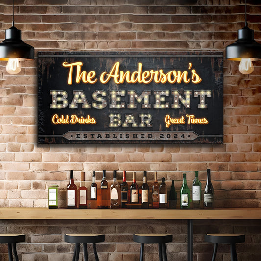 Custom Vintage Rust Basement Bar Sign III