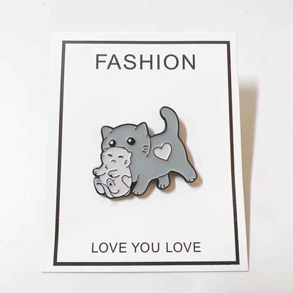 Mama Cat Carrying Kitten Enamel Pin – Cute Cat Lover Gift