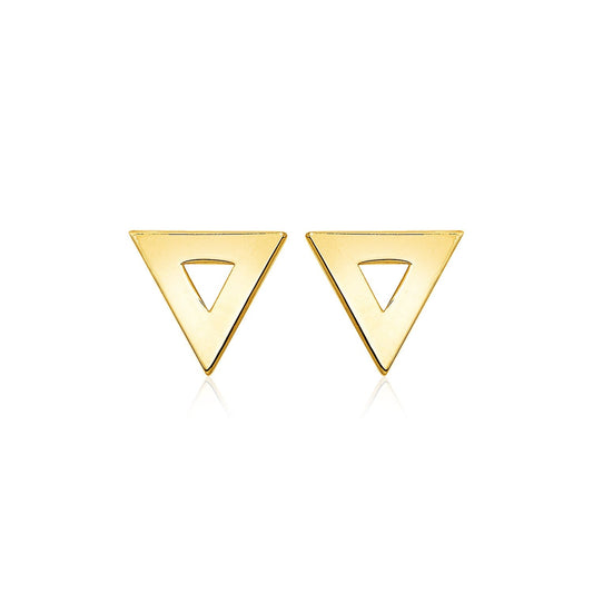 14k Yellow Gold Polished Open Triangle Post Earrings