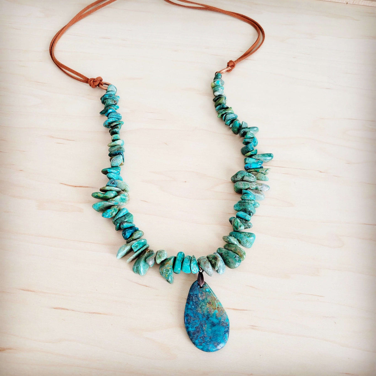 Natural Turquoise Chunky Necklace with Large Natural Pendant 250f Otarealm