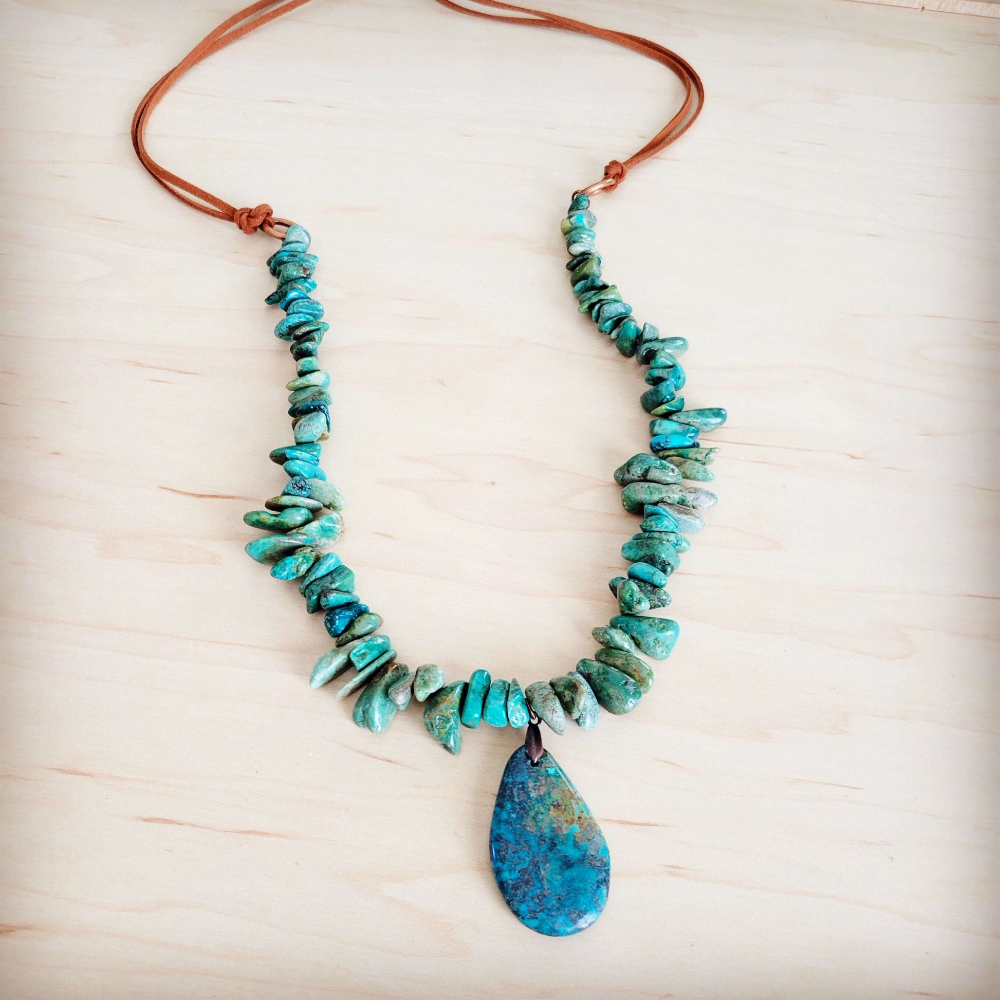 Natural Turquoise Chunky Necklace with Large Natural Pendant 250f Otarealm