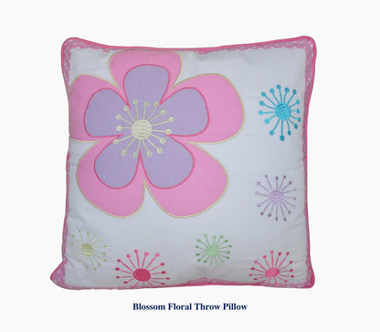 Blossom Floral Pink Purple Stripe Print Cotton Reversible Quilt Bedding Set