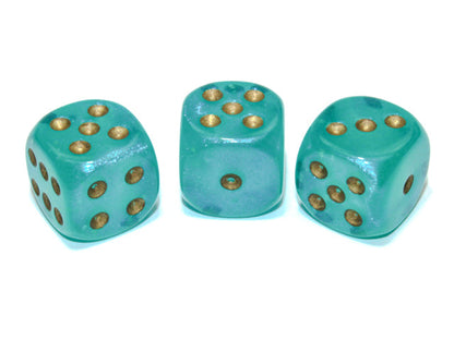 Borealis Teal/gold 7-Dice / 16mm / 12mm / 30mm Luminary
