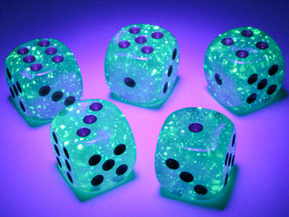 Borealis Teal/gold 7-Dice / 16mm / 12mm / 30mm Luminary