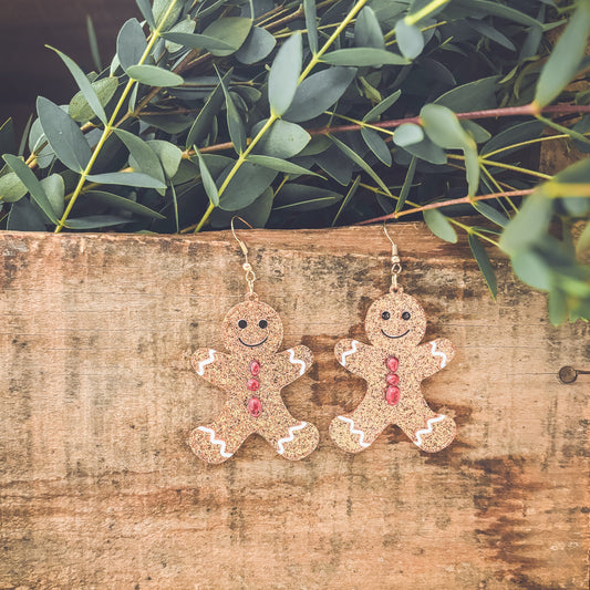 Beautiful Acrylic Gingerbread Man Earrings