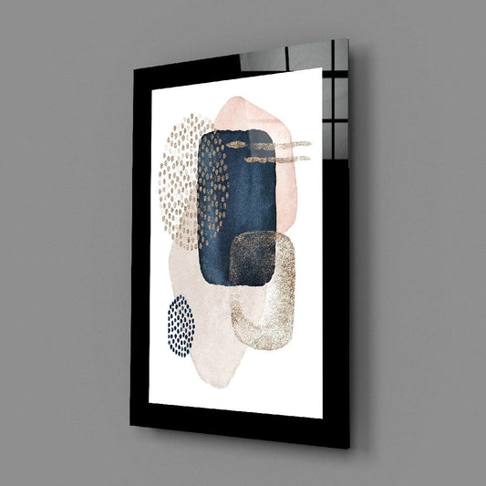 Gold Dotted Stacked Blocks Glass Wall Art