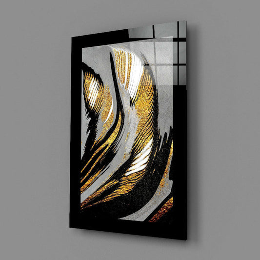 Gold Silver Brushstroke Swirl Glass Wall Art