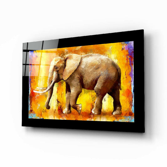 Orange Abstract Oil Elephant Glass Wall Art