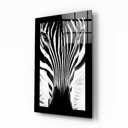 Backlit Zebra Gaze Glass Wall Art