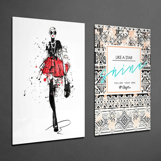 Follow Your Own Style 2 Pieces Combine Glass Wall Art