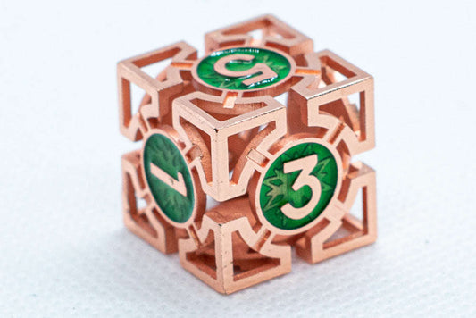 Single d6/d20  Rose Gold w/Green Deadly Arrow Dice Otarealm