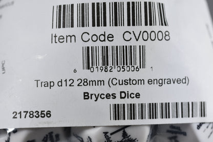 Chessex Opaque White Trap d12 - 28mm Adventure Dice with 12 Unique Traps