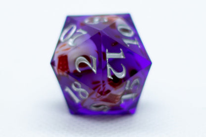 Purple w/Skulls 22mm D20 DND Roll a D20 Dice Handmade Sharp Resin