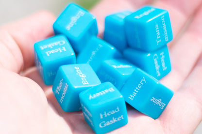 Mechanics Dice d6 | What's Wrong with Your Car Dice 6-Sided 16mm Diagnostic Dice