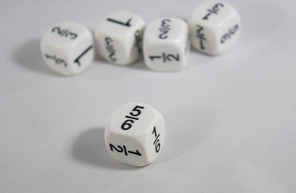 Math Fractions Dice  Kids Math Dice Game 1, 1/2, 1/3, 2/3, 5/6, 1/6