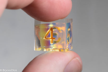 Pirates Crystal Sharp Edge Resin 7-Dice Set | Gold or Silver Ink (Clear)