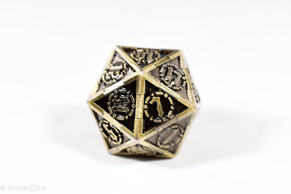 Single d20 Gold Sword Strengthened Metal