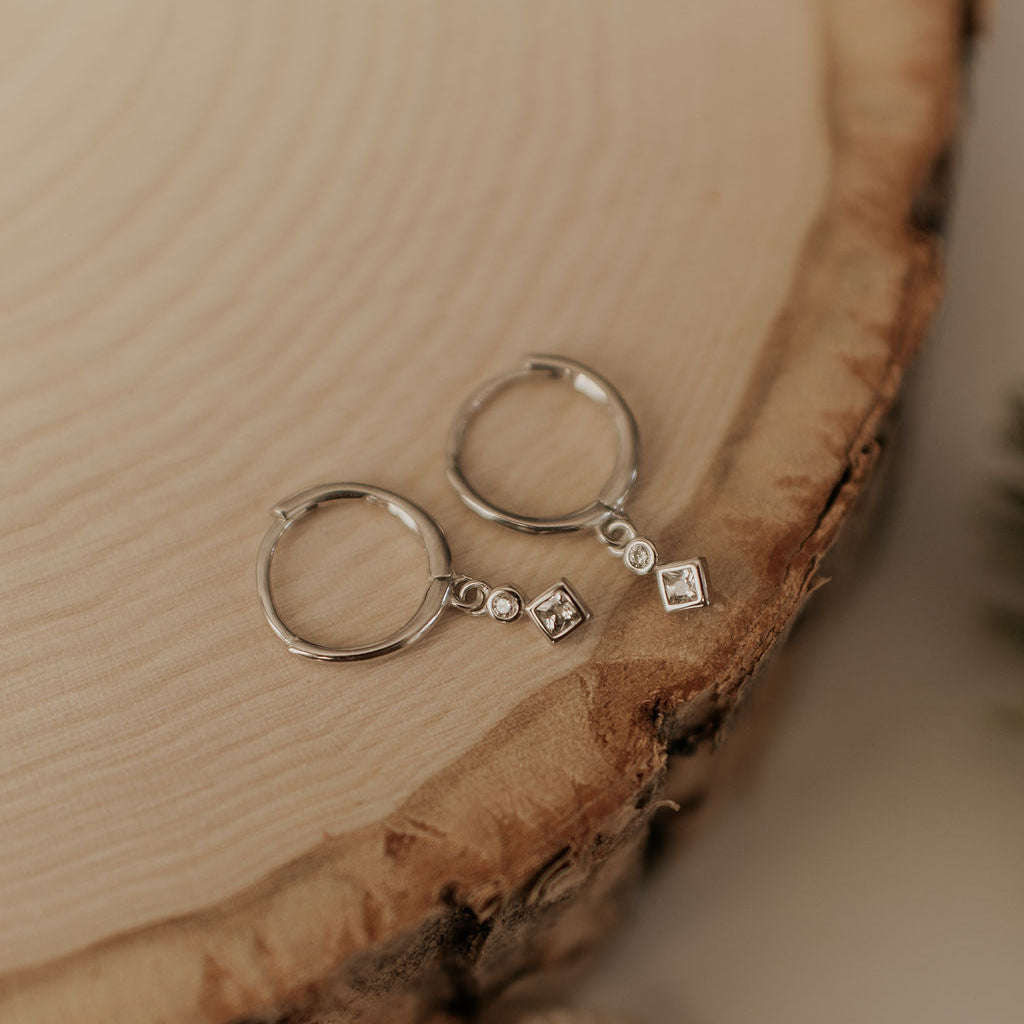 Willow Diamond Dangle Hoops Otarealm
