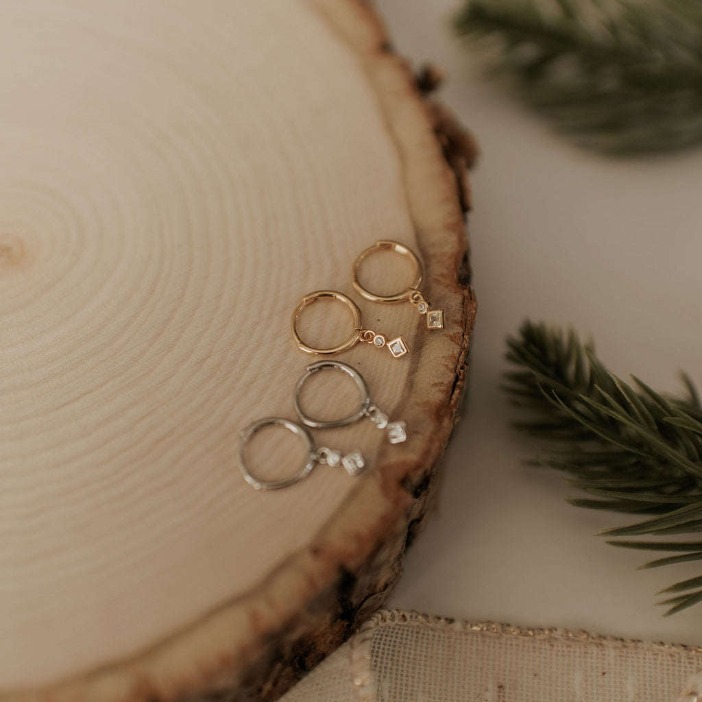 Willow Diamond Dangle Hoops Otarealm
