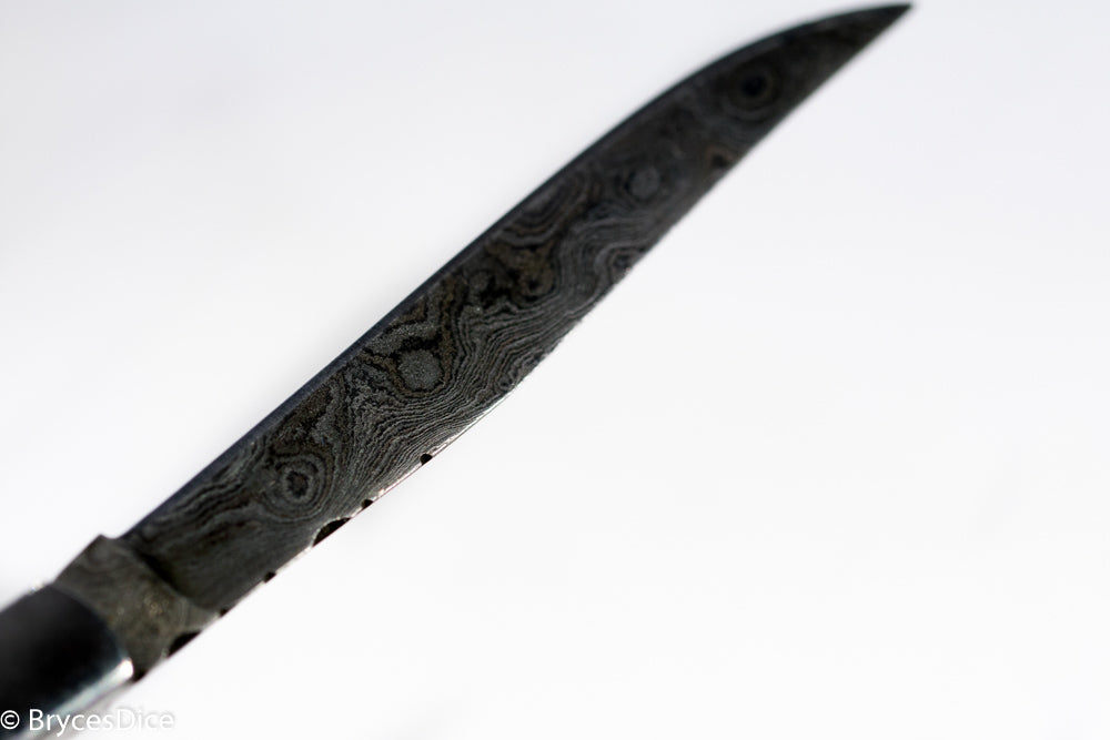 (White/Black) 9" Damascus Pocket Knife