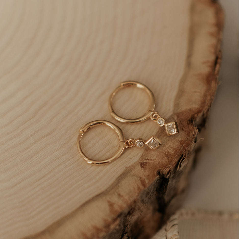 Willow Diamond Dangle Hoops Otarealm