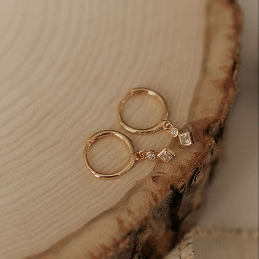 Willow Diamond Dangle Hoops Otarealm