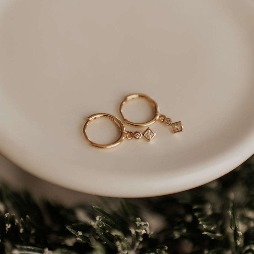Willow Diamond Dangle Hoops Otarealm