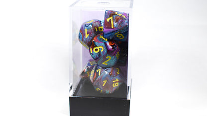 CHX 27450 Polyhedral 7-Die Festive Mosaic w/ Yellow Numbers