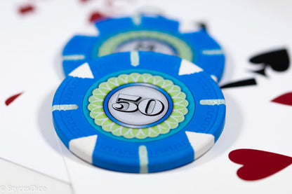 13.5g 'Basic' Poker Chip (50) Blue/grey/white [sold by the piece]