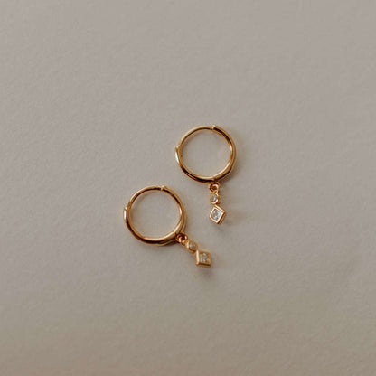 Willow Diamond Dangle Hoops Otarealm