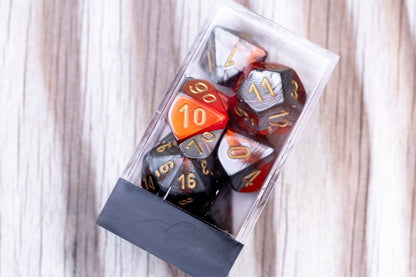 Gemini® Polyhedral Orange-Steel/gold 7-Die Set RPG DND OOP Out of Print
