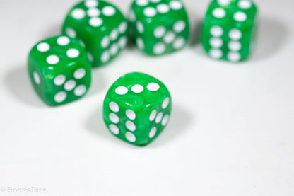 Pearl/Swirl Pipped d6 Dice Orange/Pink/Maroon/Electric Yellow/Brown/Blue/Green/Cranberry 16mm (SOLD BY PIECE)