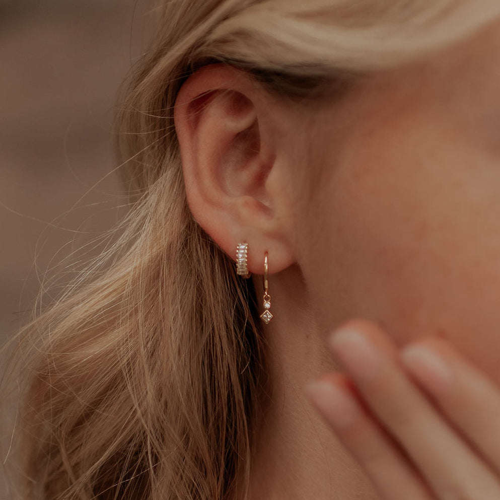 Willow Diamond Dangle Hoops Otarealm