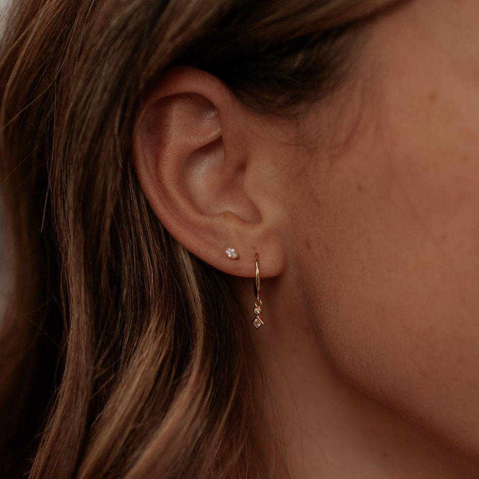 Zoe Marquise Diamond Flat Back Studs