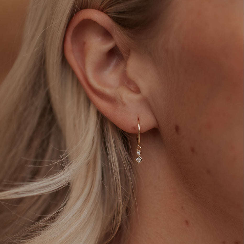 Willow Diamond Dangle Hoops Otarealm
