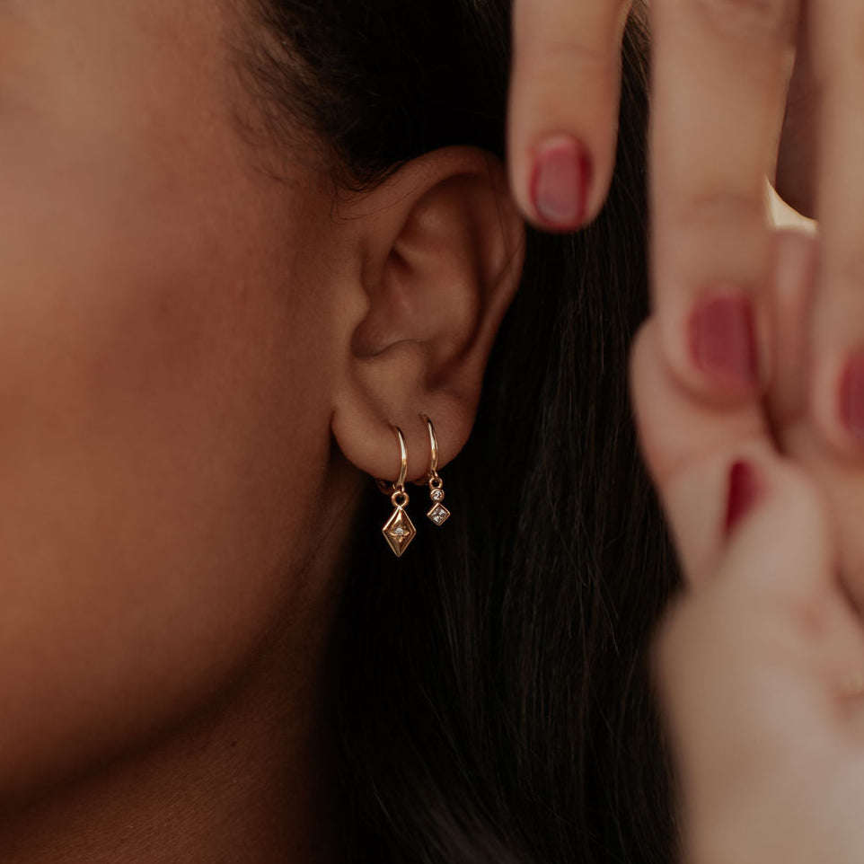 Willow Diamond Dangle Hoops Otarealm