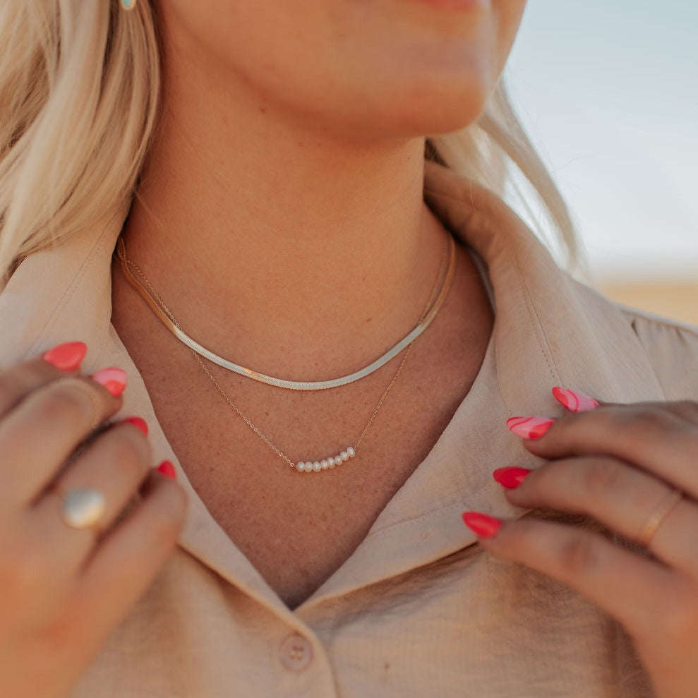 Jade Herringbone Necklace Otarealm
