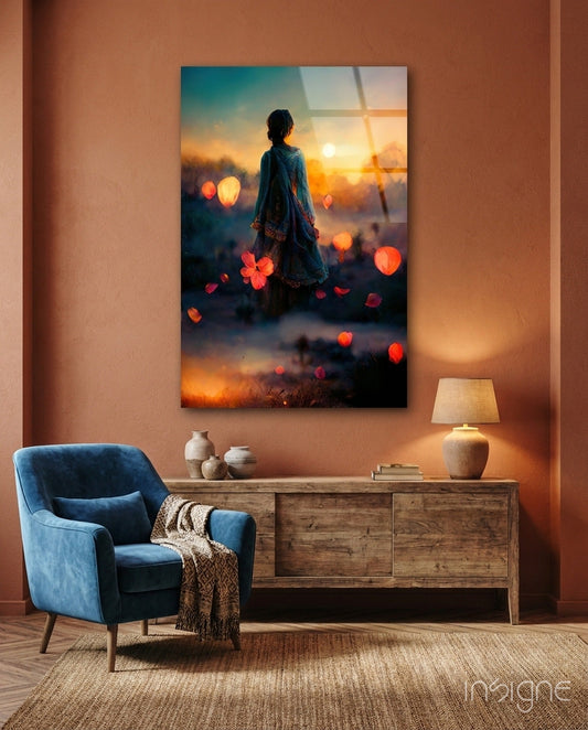 Towards Sunset Glass Wall Art || Designer Collection
