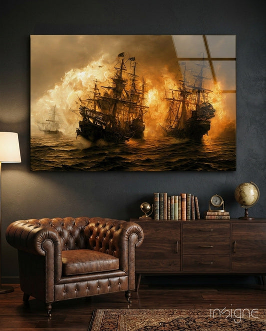 Red Storm Glass Wall Art  || Designer Collection