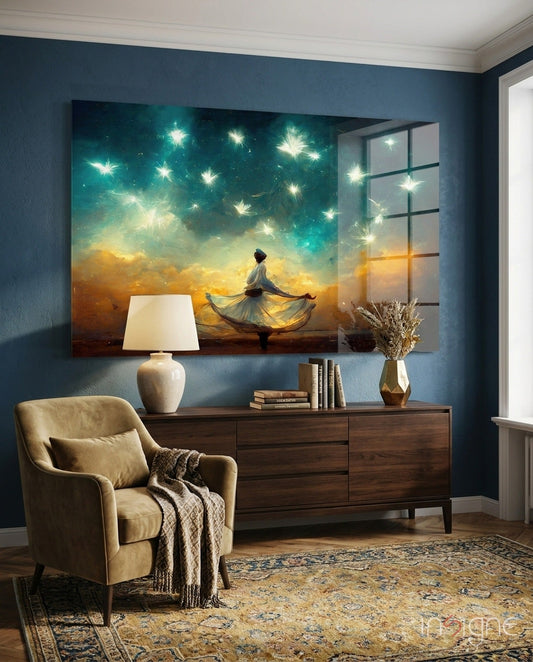Whirling Dervish Starry Sky Glass Wall Art