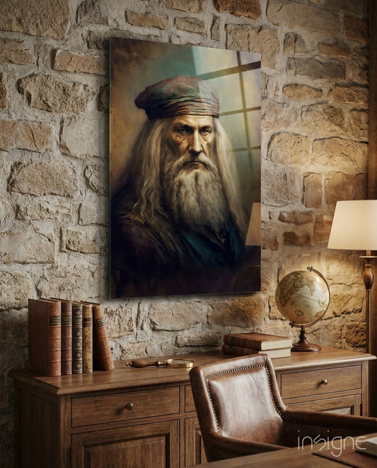 Leonardo da Vinci Glass Wall Art  || Designer Collection