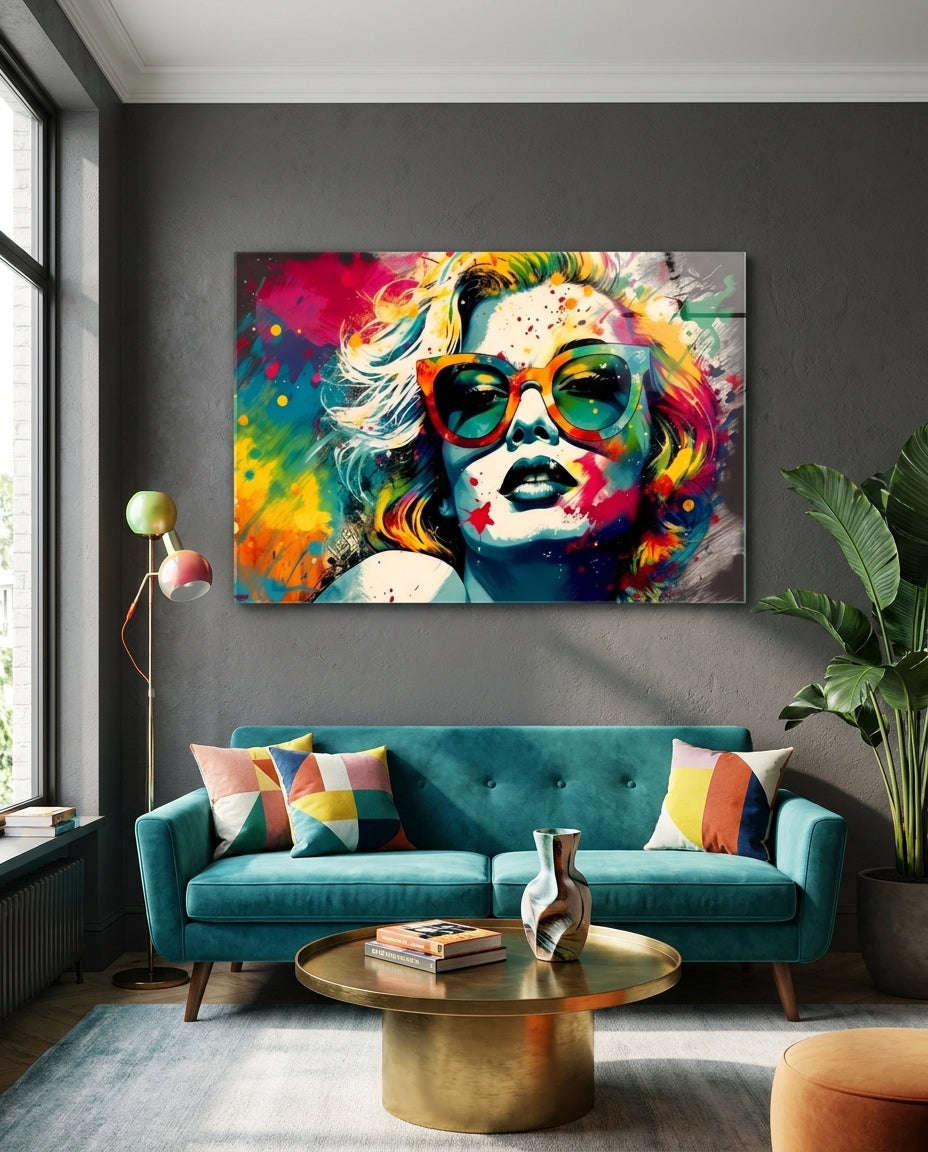 Orange Cat Eye Frames Bright Splash Glass Wall Art Otarealm