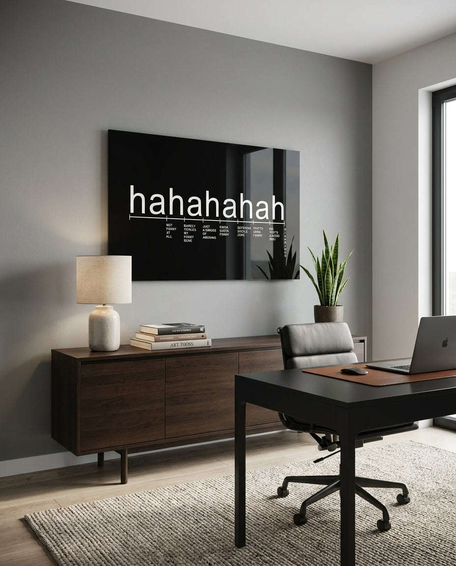Black Background Laughter Scale Glass Wall Art Otarealm