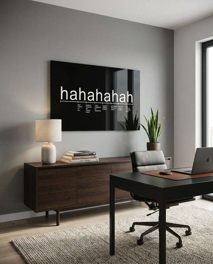 Black Background Laughter Scale Glass Wall Art Otarealm