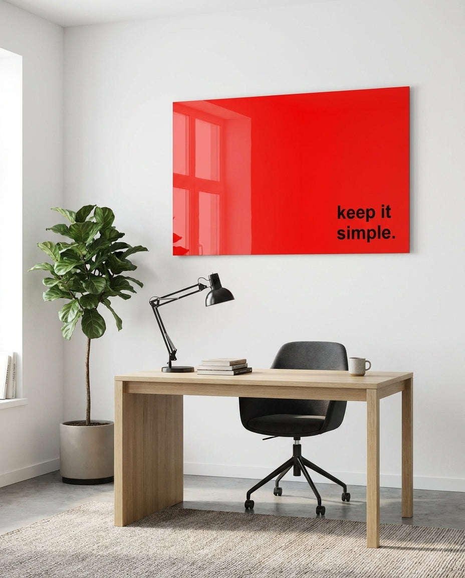 Keep It Simple Red Black Letters Glass Wall Art Otarealm