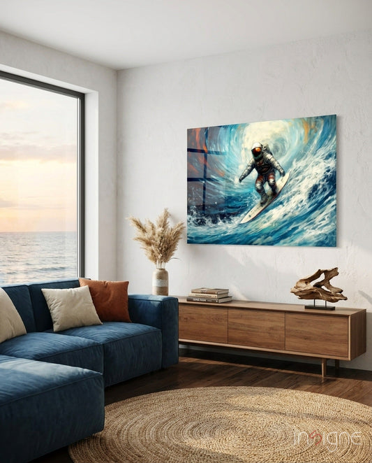Surfing Glass Wall Art || Designer Collection