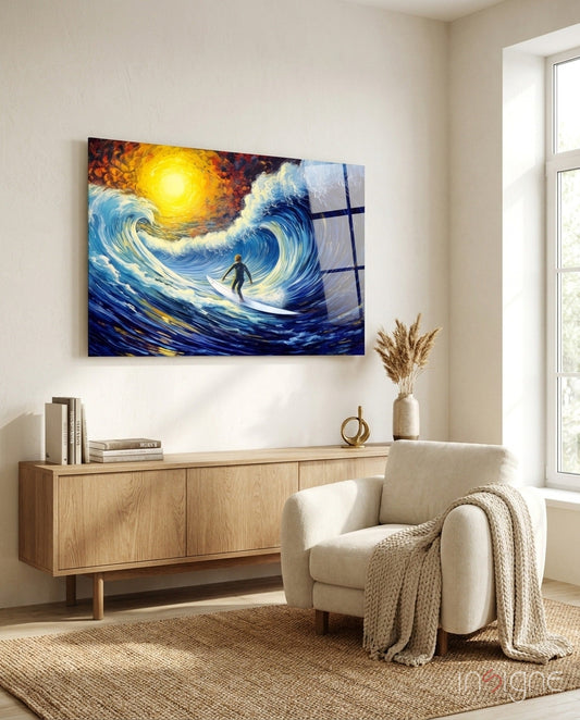 Waves Glass Wall Art || Designer Collection