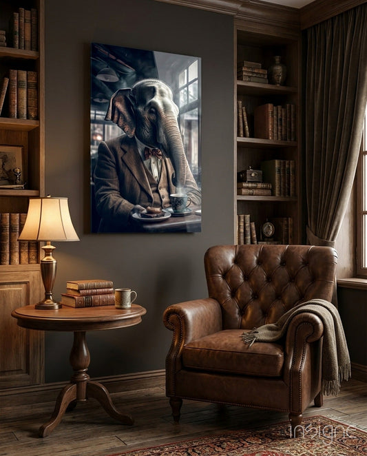 Retired Elephant Glass Wall Art|| Designer's Collection