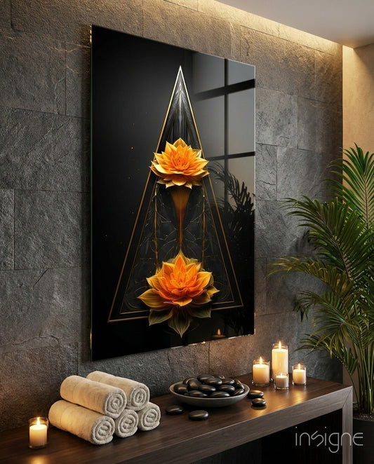 Lotus Glass Wall Art|| Designer's Collection