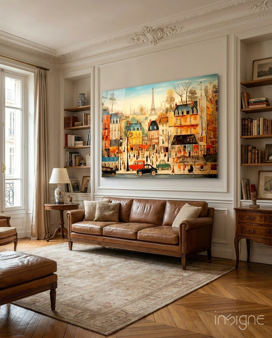 Paris' City Life Glass Wall Art|| Designer's Collection
